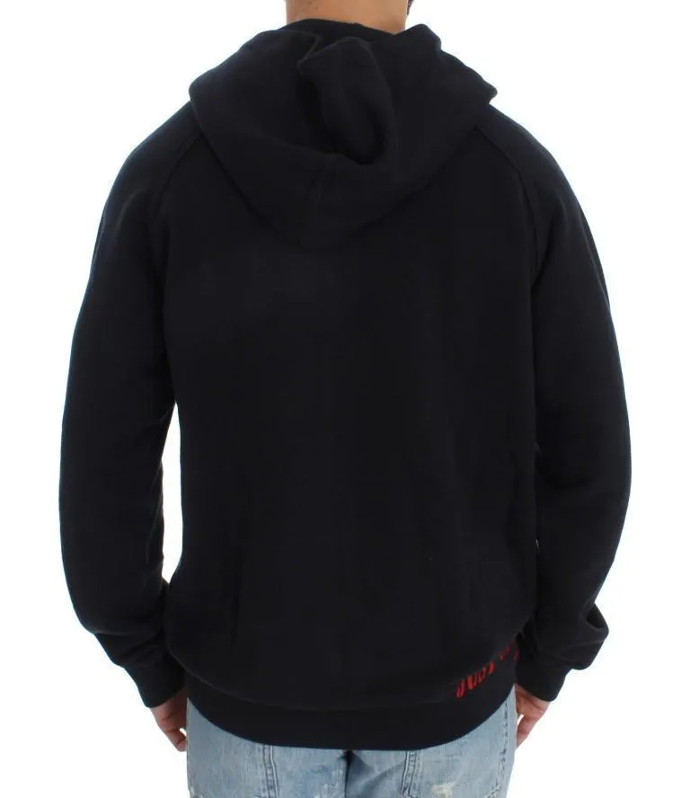 Blue Cotton Sport Gym Hooded Sweater