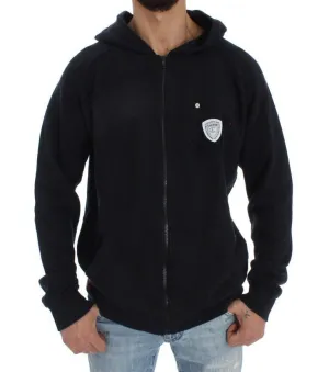 Blue Cotton Sport Gym Hooded Sweater