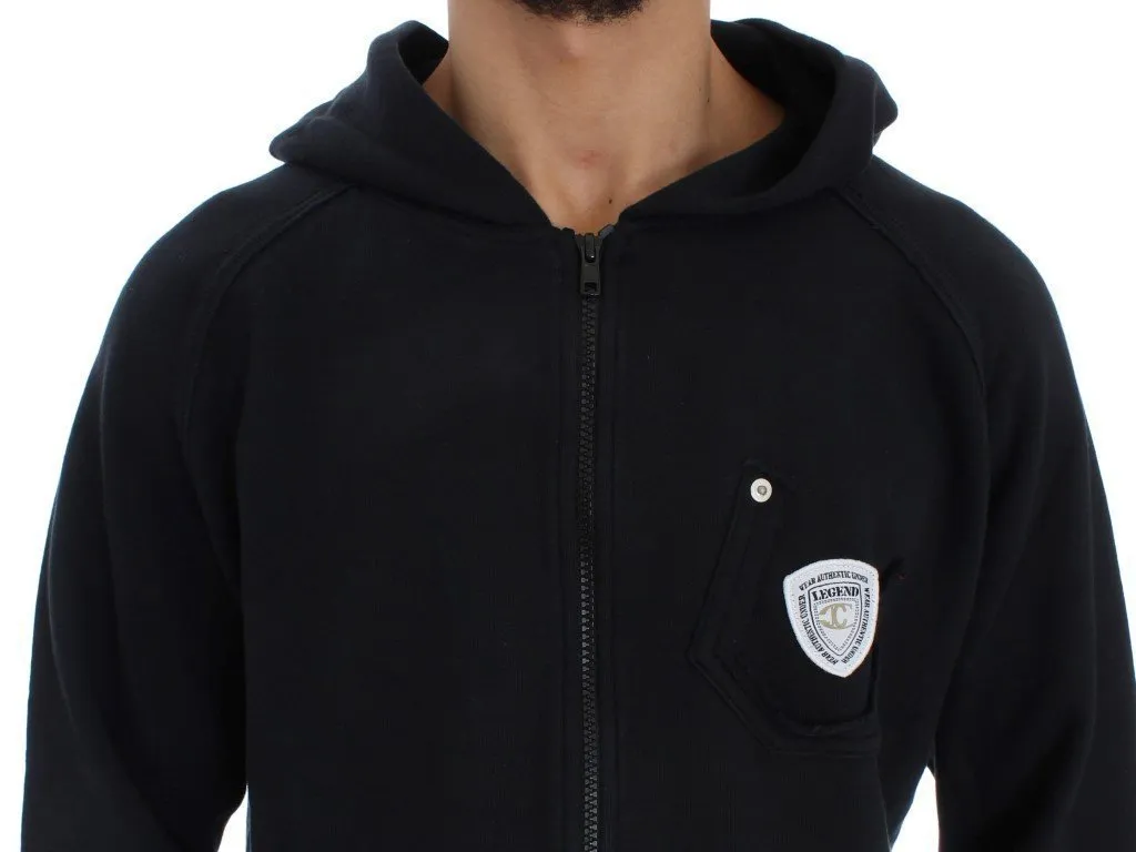 Blue Cotton Sport Gym Hooded Sweater