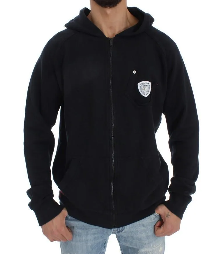 Blue Cotton Sport Gym Hooded Sweater