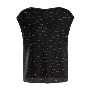 Boat Neck I Love You Black Blouse