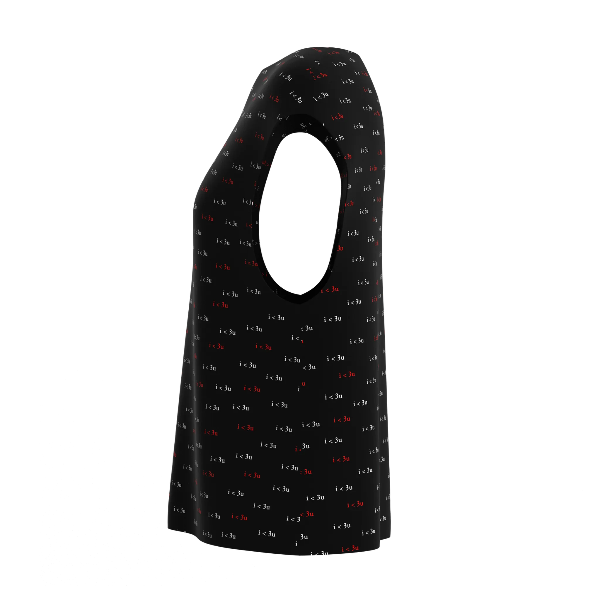 Boat Neck I Love You Black Blouse