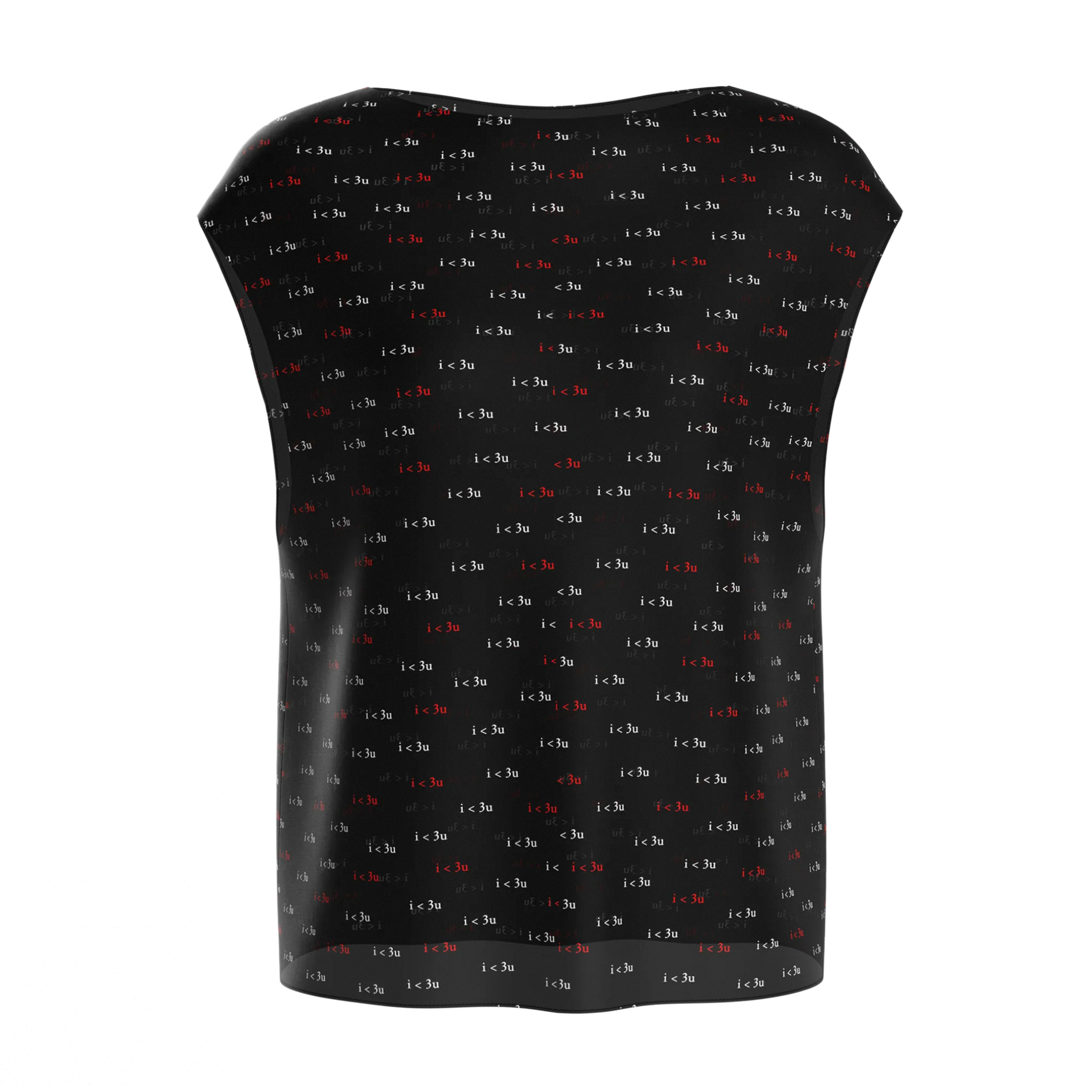Boat Neck I Love You Black Blouse