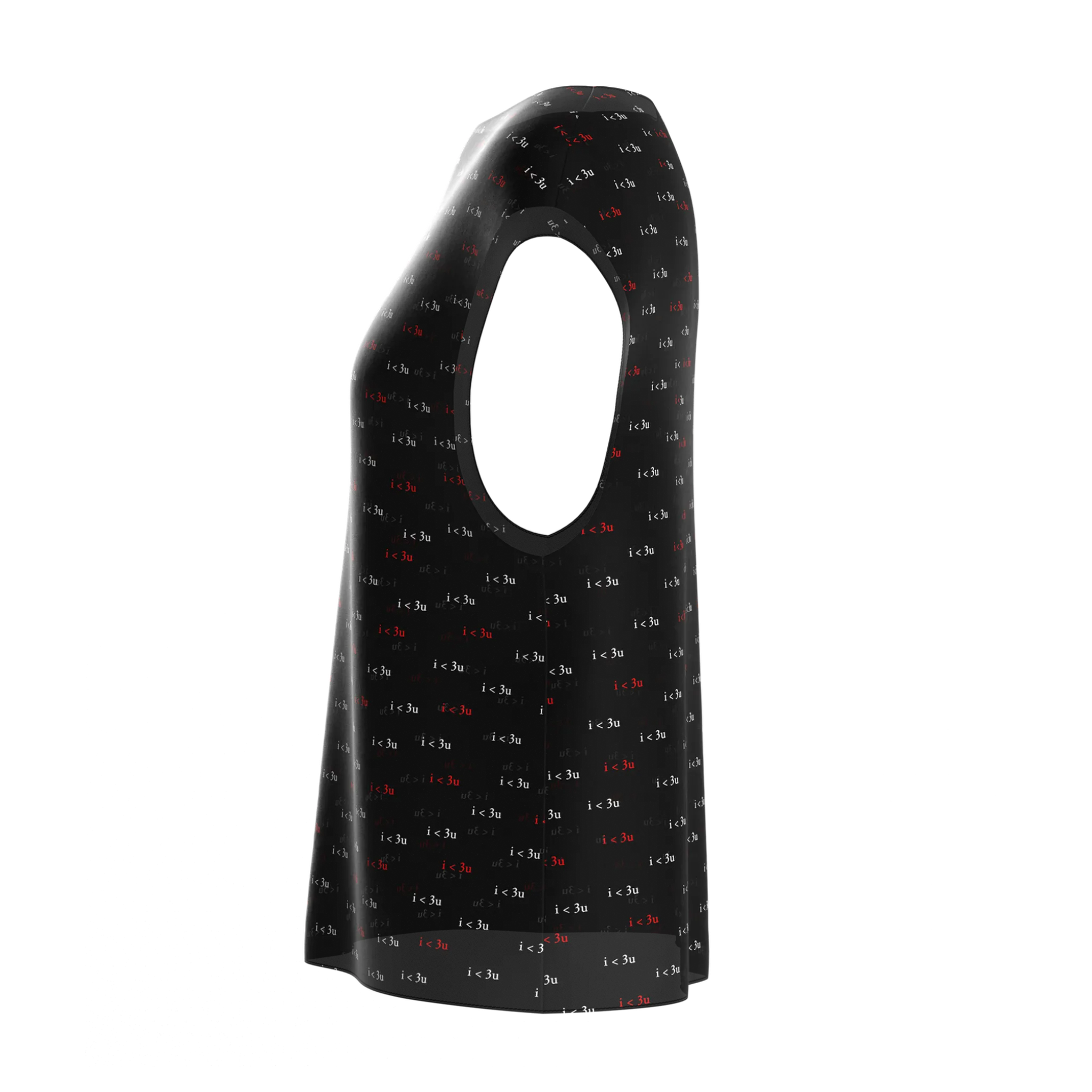 Boat Neck I Love You Black Blouse