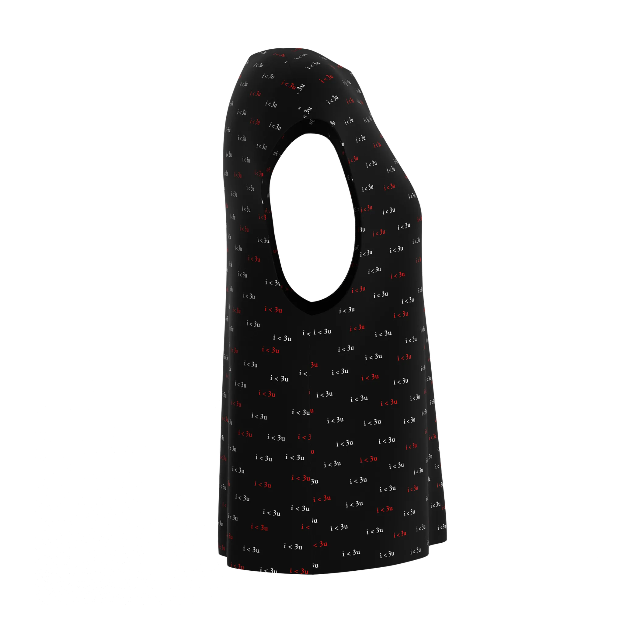 Boat Neck I Love You Black Blouse