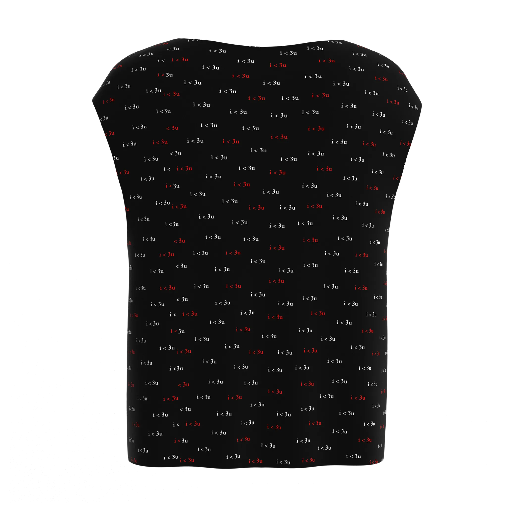 Boat Neck I Love You Black Blouse