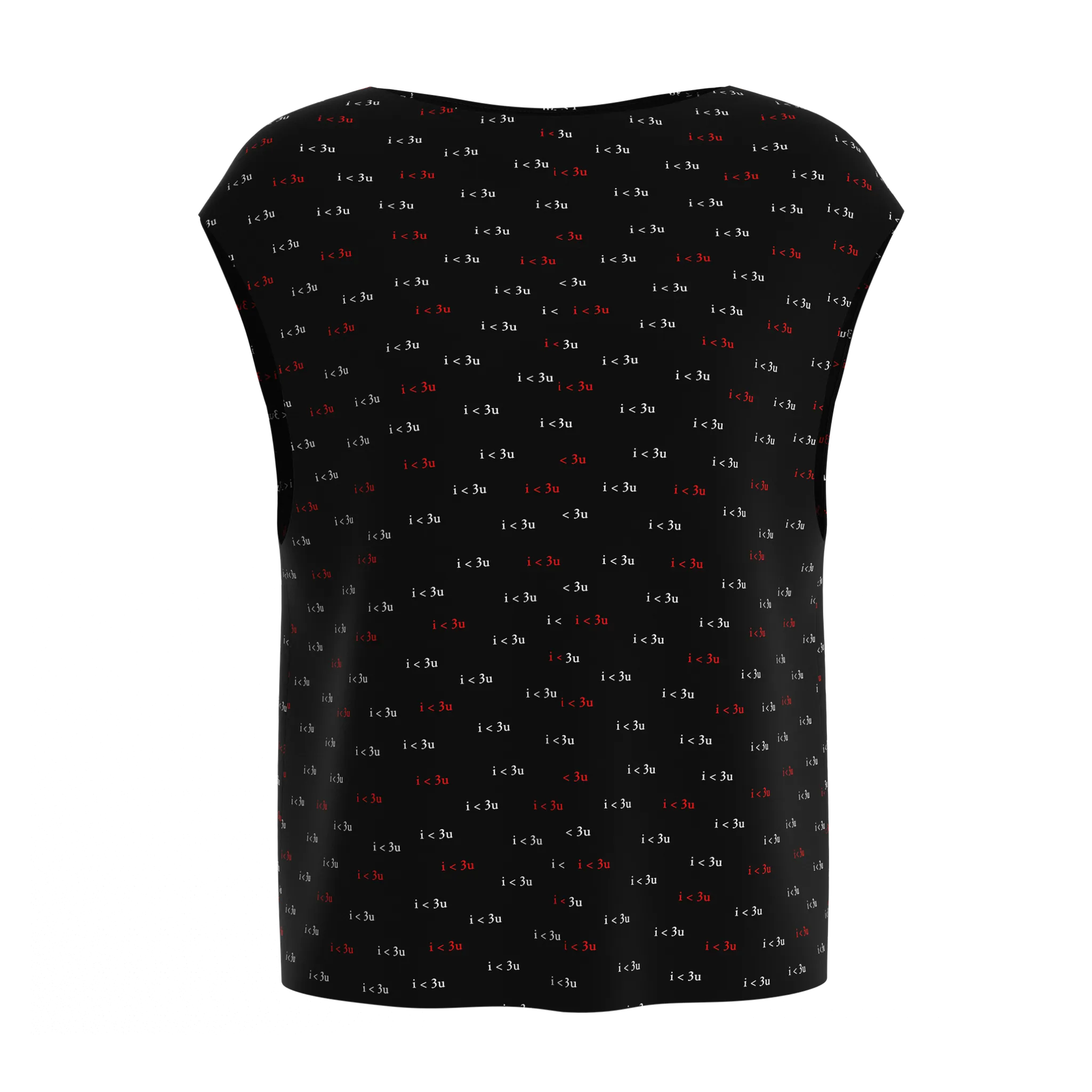 Boat Neck I Love You Black Blouse