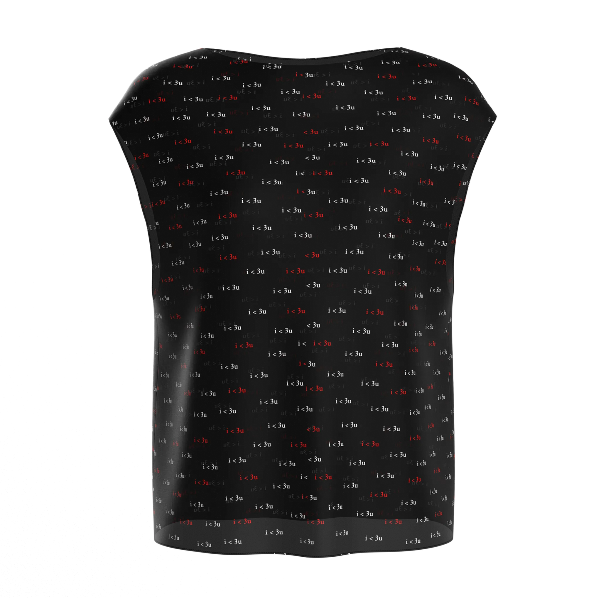 Boat Neck I Love You Black Blouse