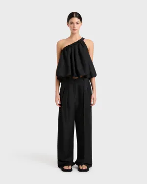 Bormio One Shoulder Top - Black