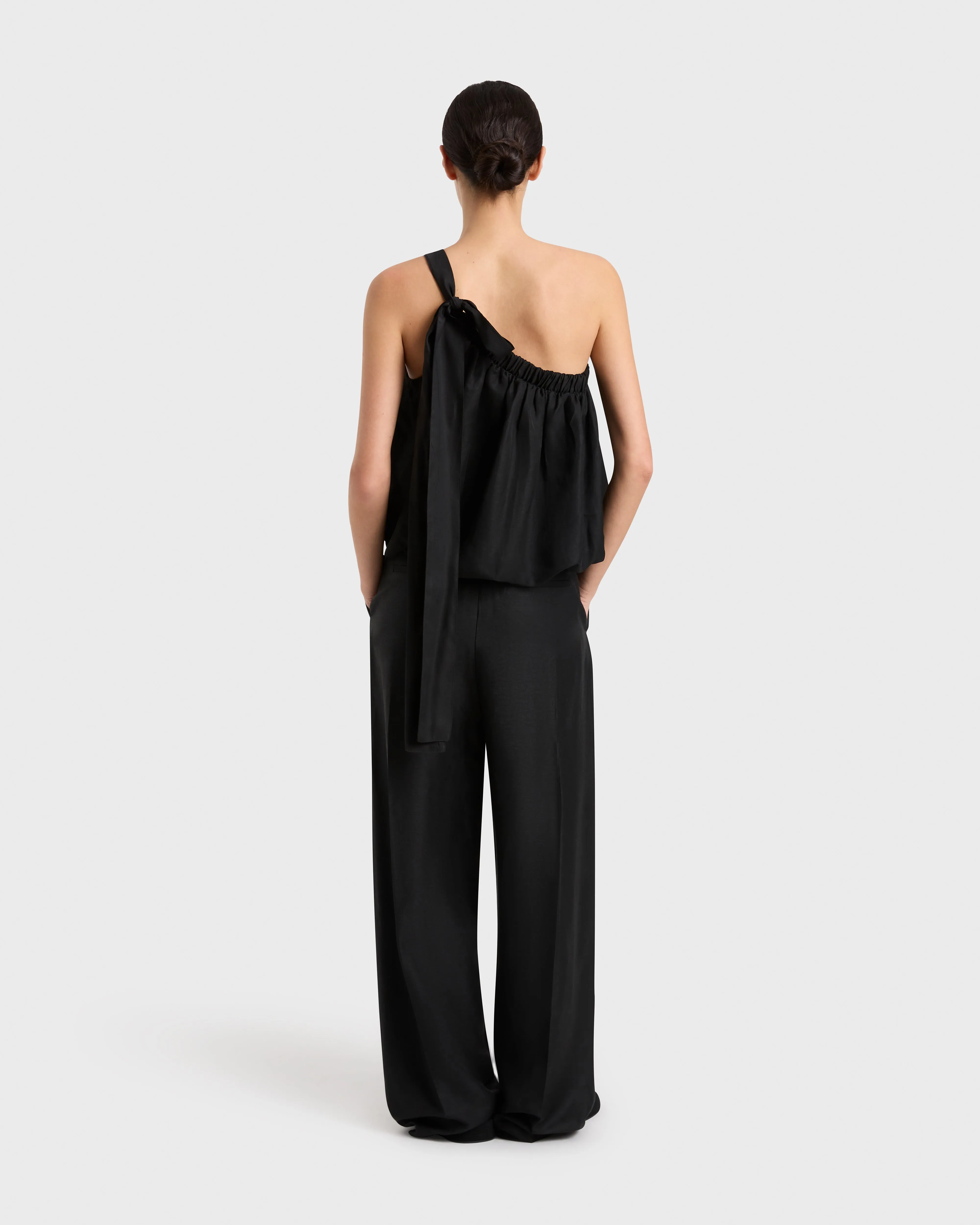 Bormio One Shoulder Top - Black
