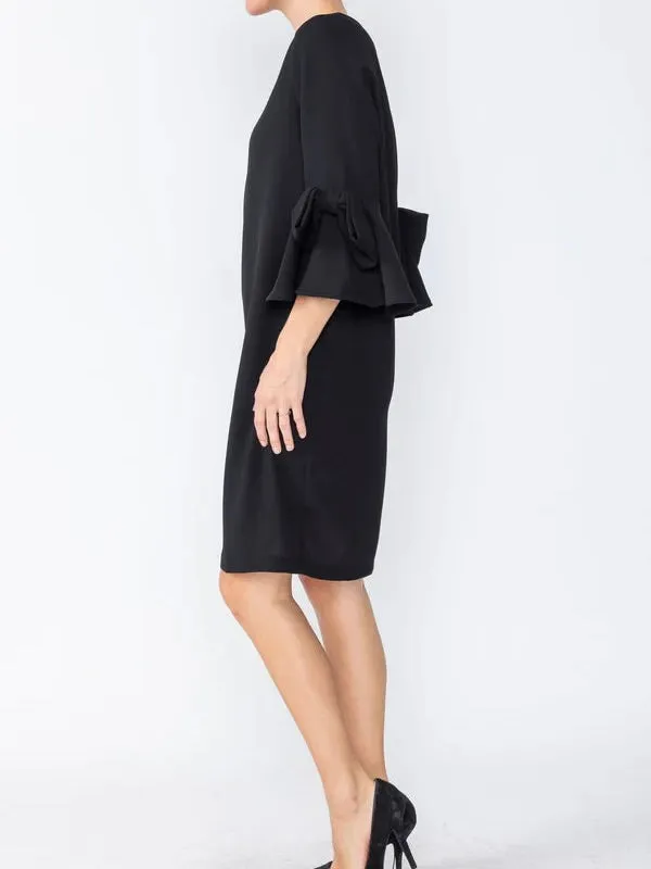 Bow Sleeve Dress - Black