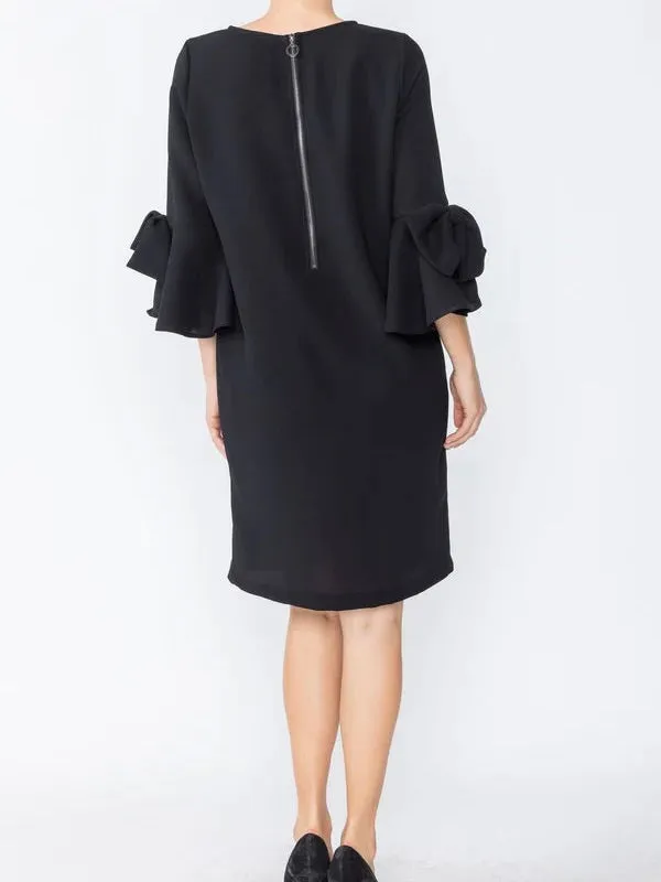 Bow Sleeve Dress - Black