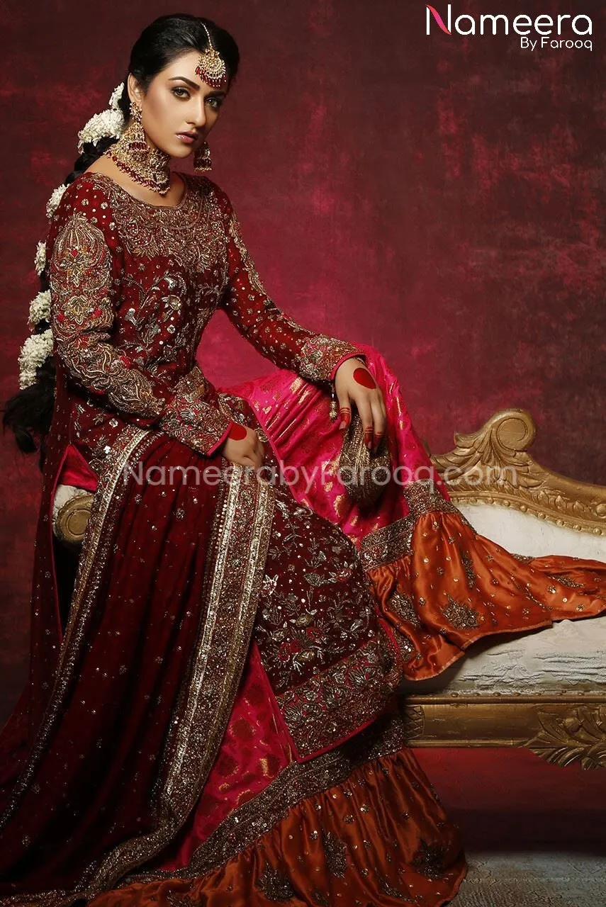 Bridal Long Kameez with Readymade Gharara Online #BS173