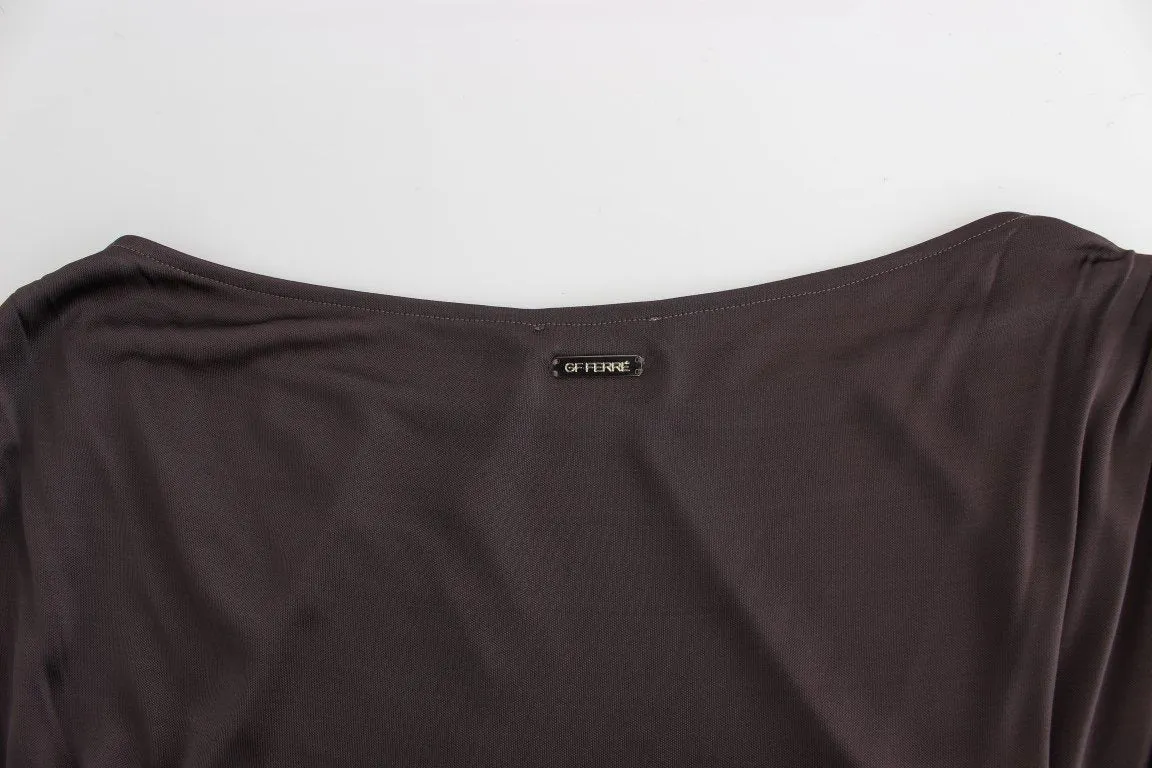 Brown Mini Jersey Shift Belted Dress