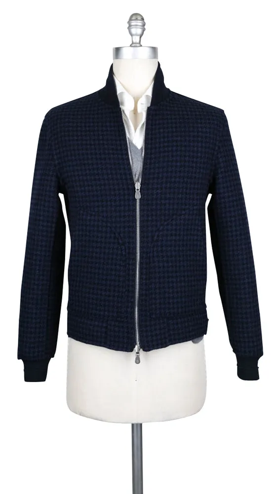 Brunello Cucinelli Navy Blue Reversible Bomber Jacket