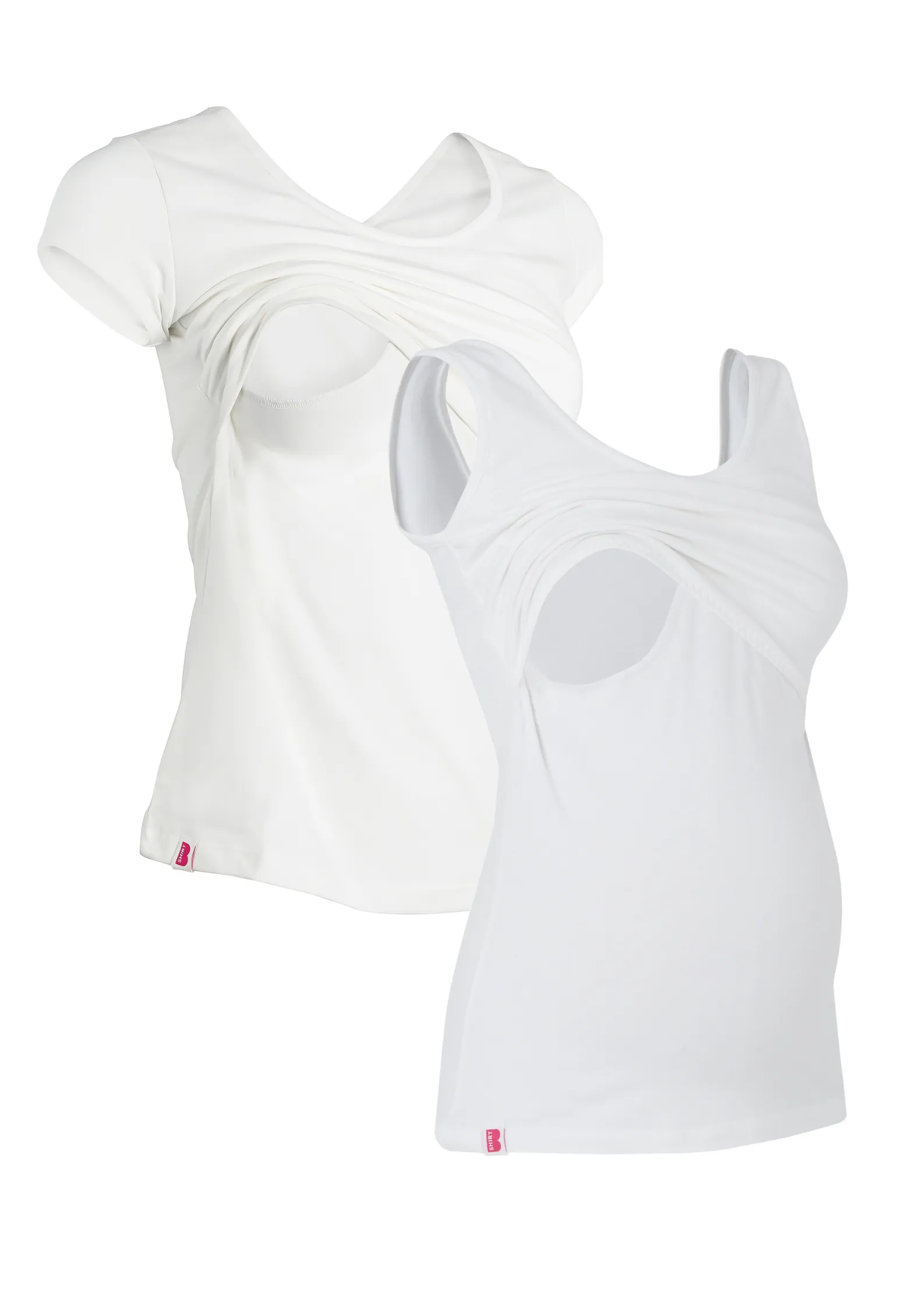 Bshirt Nursing Essentials Twin Pack- White Vest & White T-Shirt