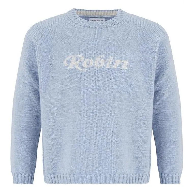 Camden Personalised Cashmere Baby Sweater - Powder Blue
