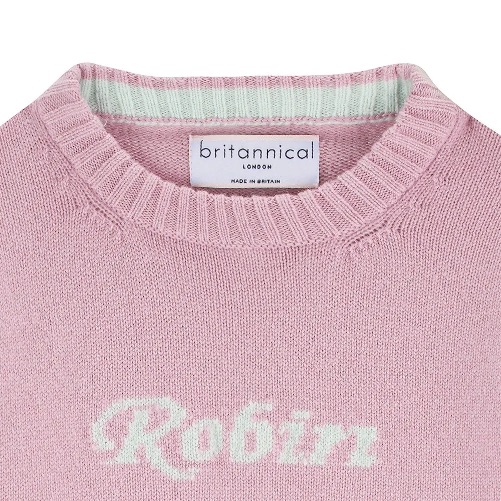 Camden Personalised Cashmere Sweater for Girls - Rose Pink