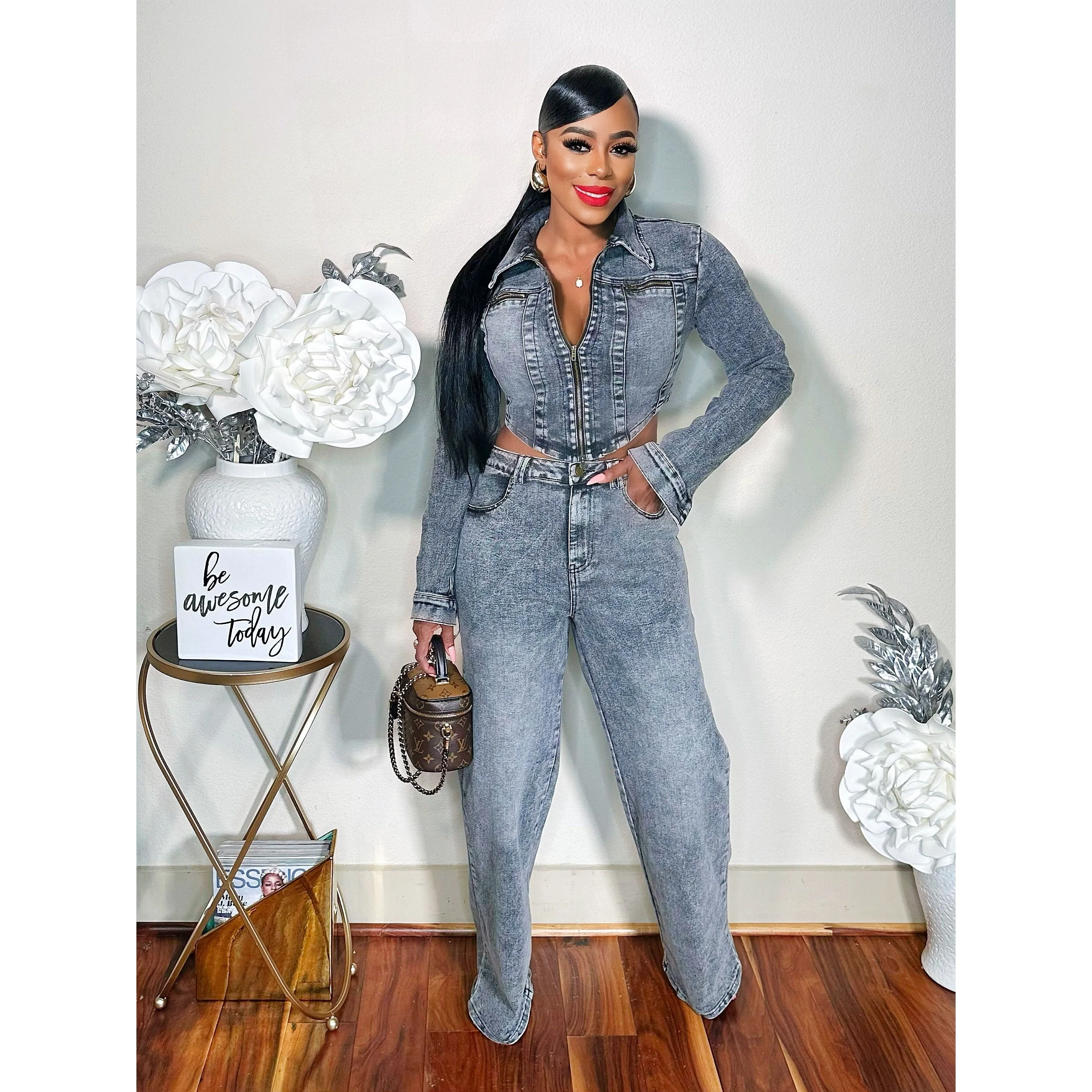 CANT'T TOUCH MY FLY DENIM PANTS SET