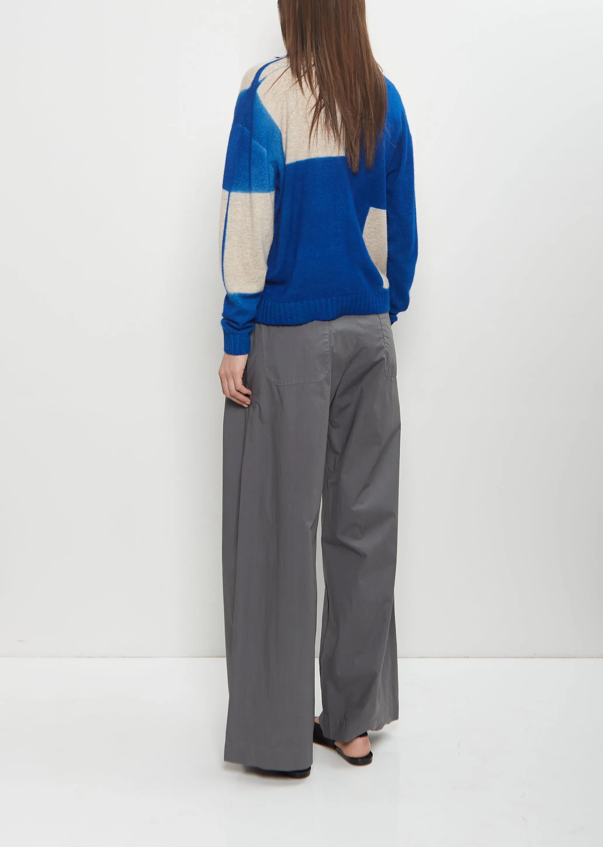 Cashmere Seamless Short Cardigan — Royal Blue / Sand