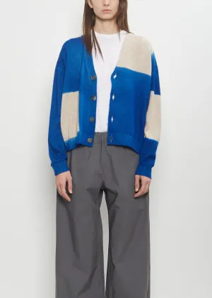 Cashmere Seamless Short Cardigan — Royal Blue / Sand