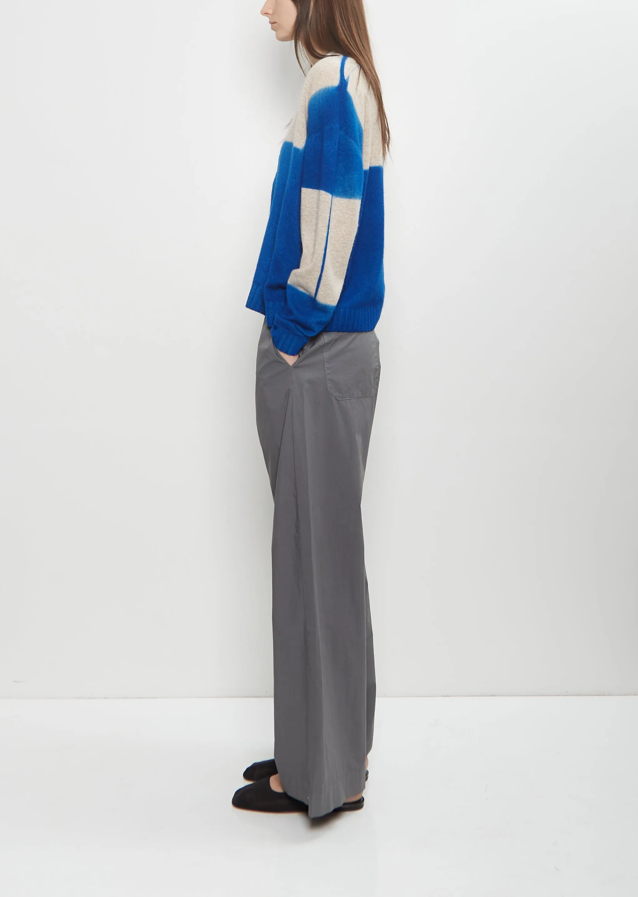 Cashmere Seamless Short Cardigan — Royal Blue / Sand