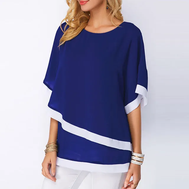 Chiffon Blouse Casual Short Sleeve Women