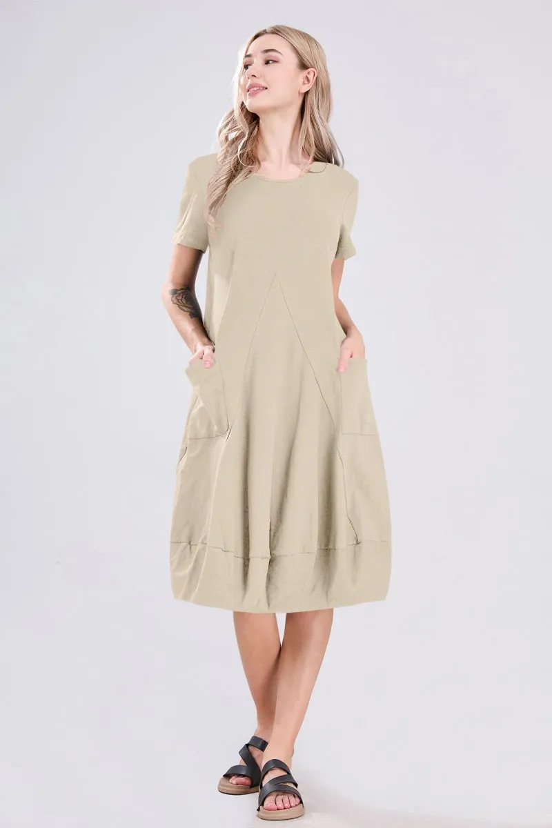 Chouyatou Women Summer Short Sleeve T-Shirt Dress Casual Loose Fit Crewneck Midi Dresses for Women