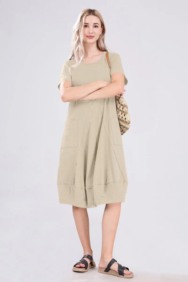 Chouyatou Women Summer Short Sleeve T-Shirt Dress Casual Loose Fit Crewneck Midi Dresses for Women