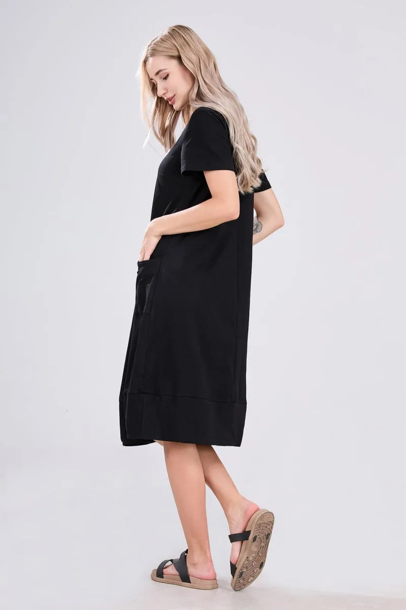 Chouyatou Women Summer Short Sleeve T-Shirt Dress Casual Loose Fit Crewneck Midi Dresses for Women