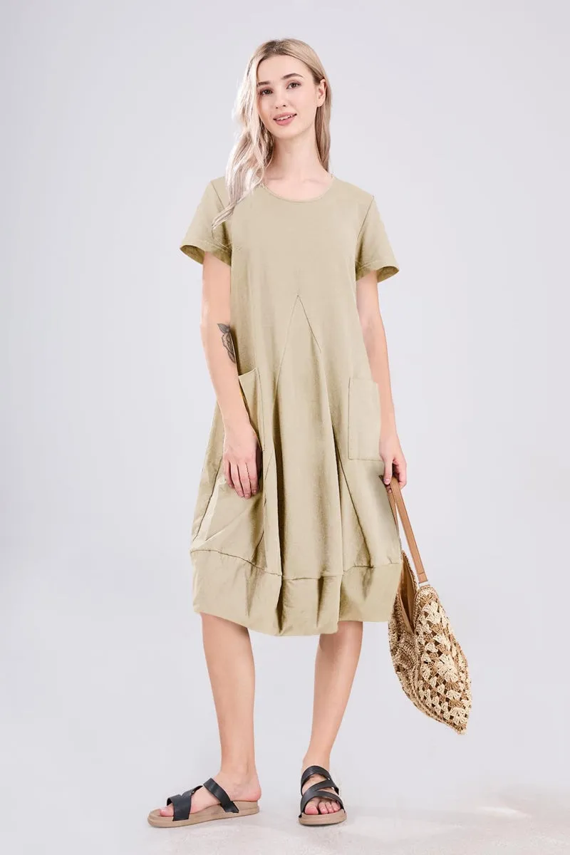 Chouyatou Women Summer Short Sleeve T-Shirt Dress Casual Loose Fit Crewneck Midi Dresses for Women