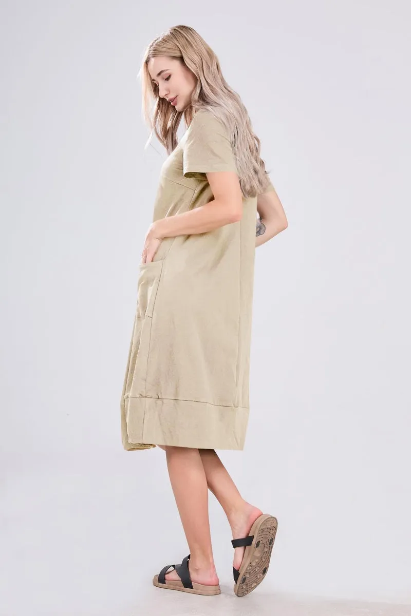 Chouyatou Women Summer Short Sleeve T-Shirt Dress Casual Loose Fit Crewneck Midi Dresses for Women