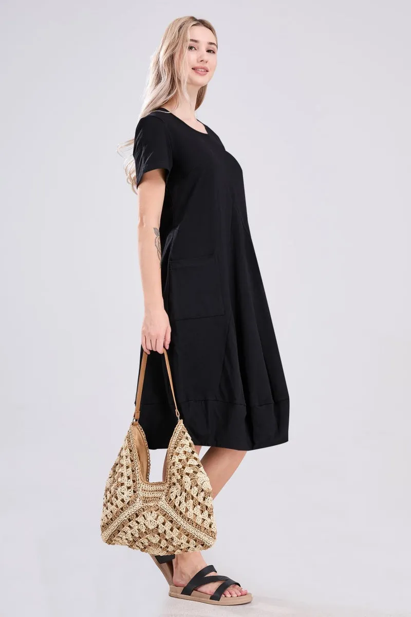 Chouyatou Women Summer Short Sleeve T-Shirt Dress Casual Loose Fit Crewneck Midi Dresses for Women
