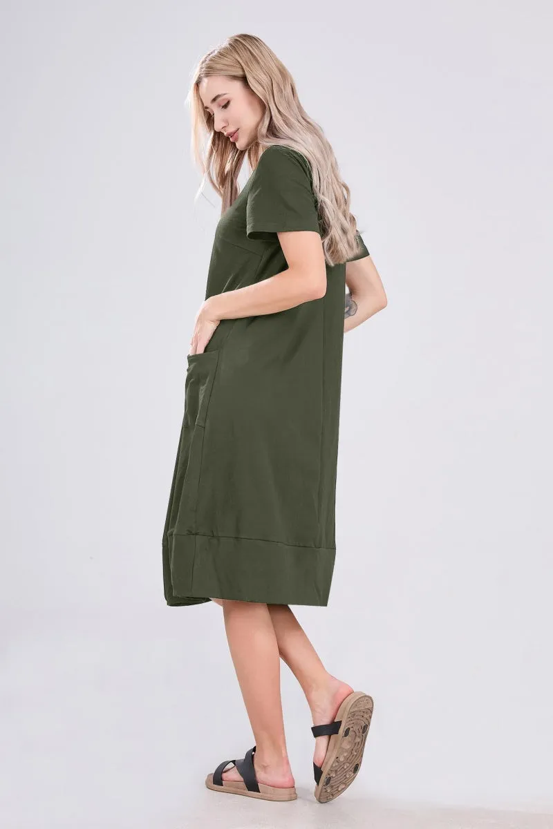 Chouyatou Women Summer Short Sleeve T-Shirt Dress Casual Loose Fit Crewneck Midi Dresses for Women