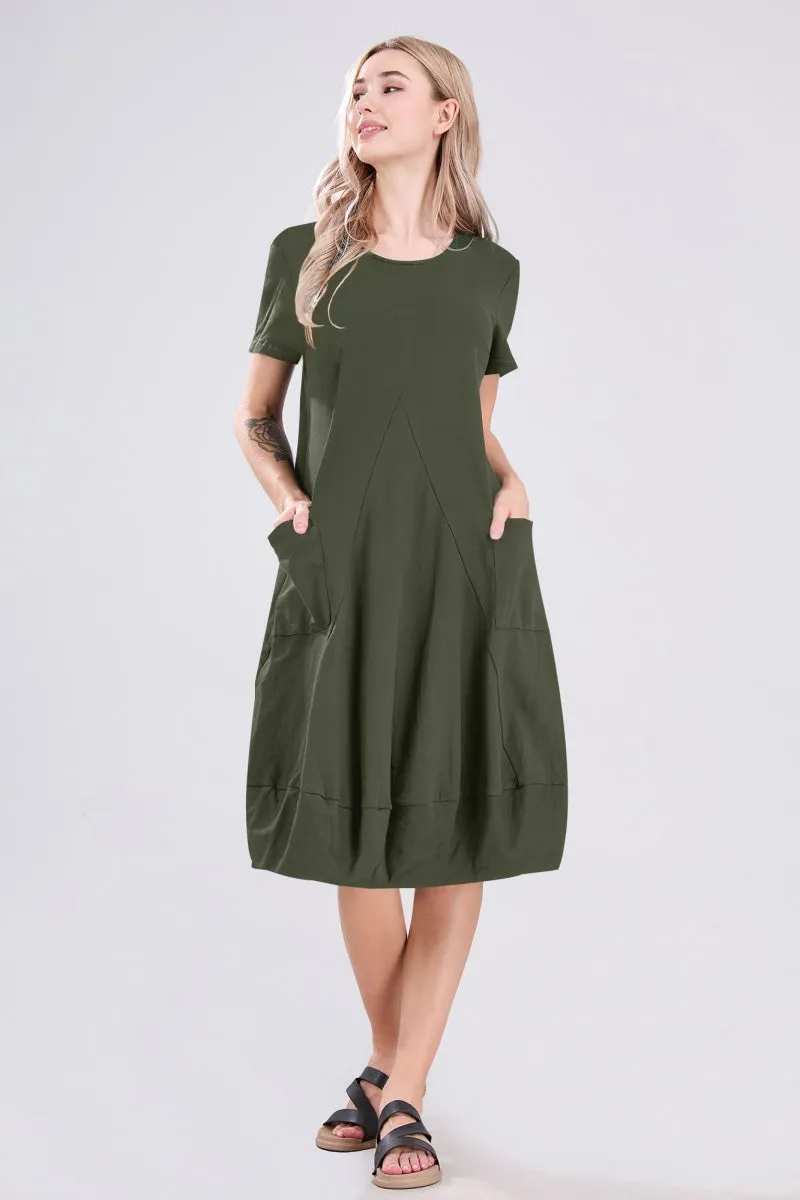 Chouyatou Women Summer Short Sleeve T-Shirt Dress Casual Loose Fit Crewneck Midi Dresses for Women