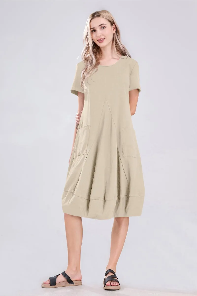 Chouyatou Women Summer Short Sleeve T-Shirt Dress Casual Loose Fit Crewneck Midi Dresses for Women
