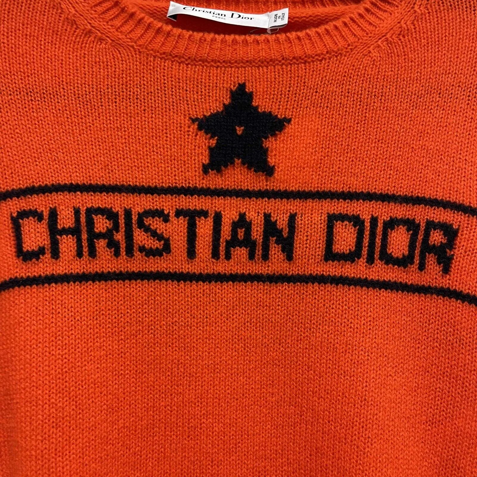 Christian Dior NEW Hamptons Limited Edition Orange Cashmere Sweater 34 US 2