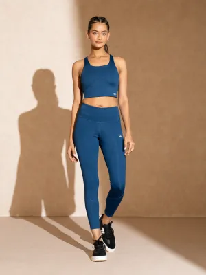 Classic Blue High Impact Action Bra and 7/8 Leggings