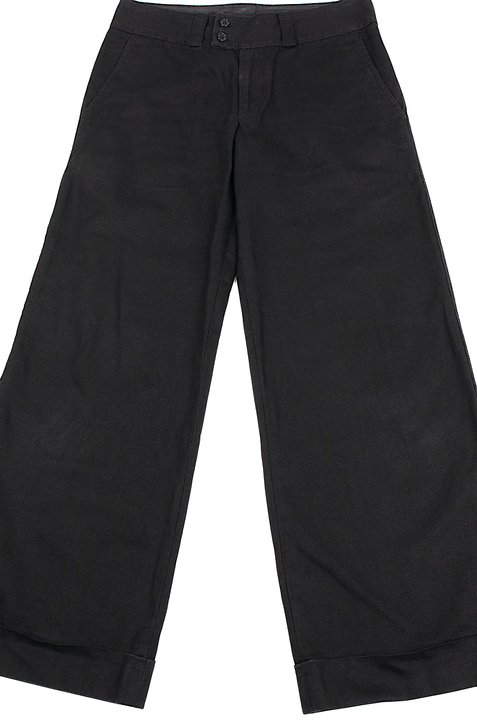 COMME des GARCONS Japan. TRICOT. Black Cotton Linen Canvas Wide Pants