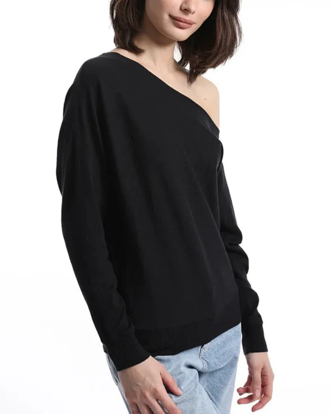 Cotton Cashmere Off The Shoulder Top