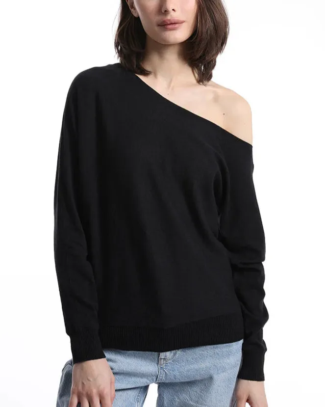 Cotton Cashmere Off The Shoulder Top