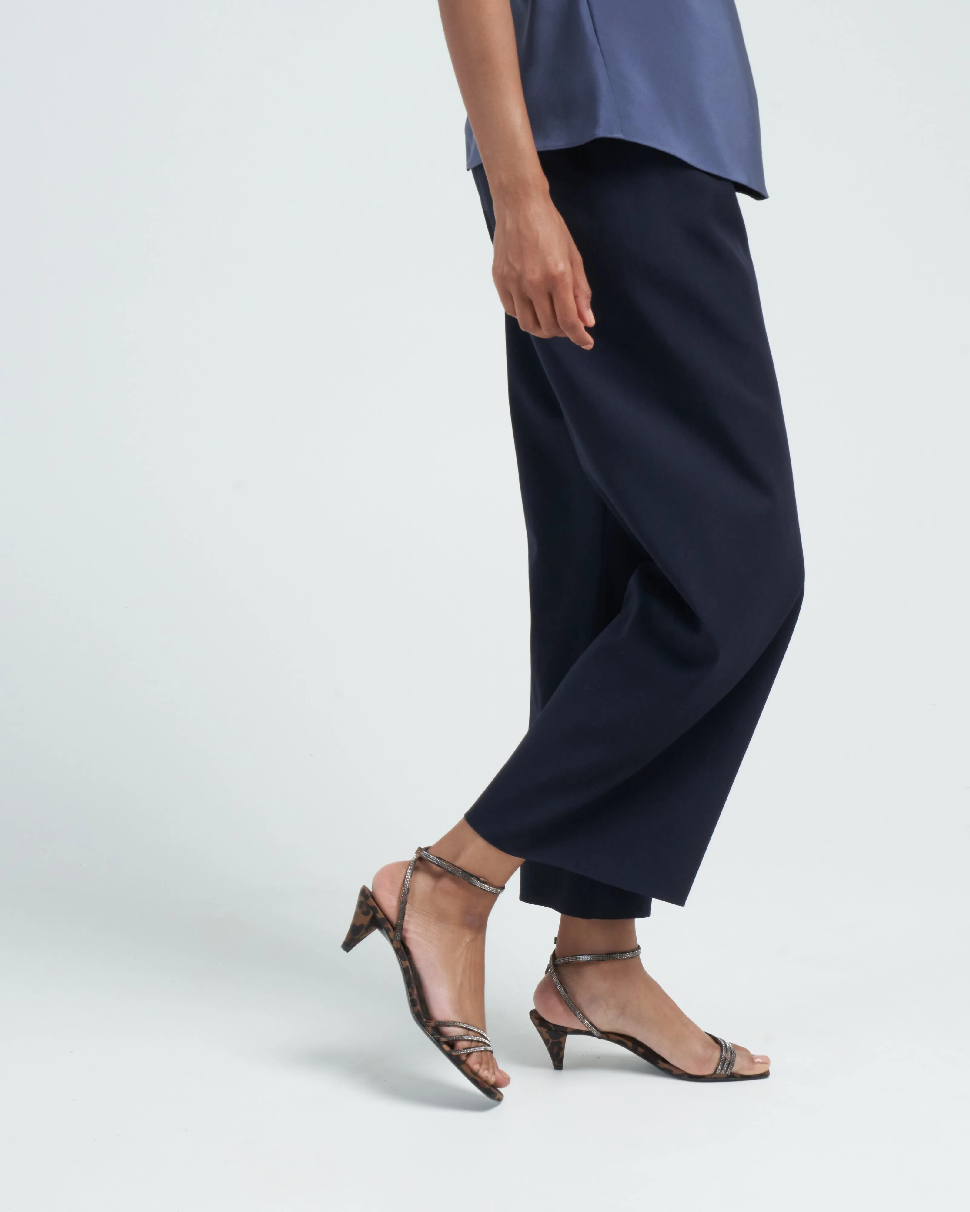 cropped pull on pant wool gabardine