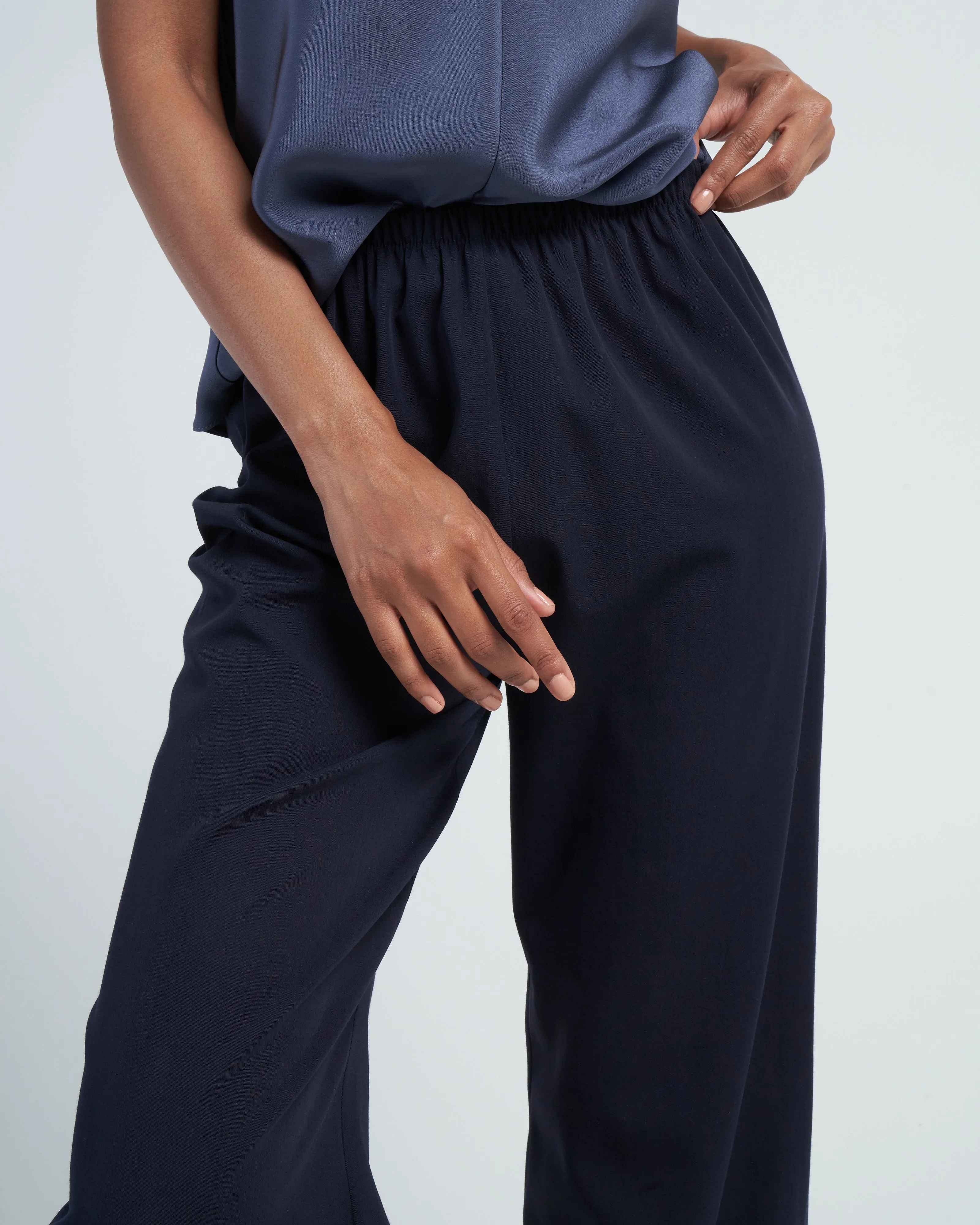 cropped pull on pant wool gabardine