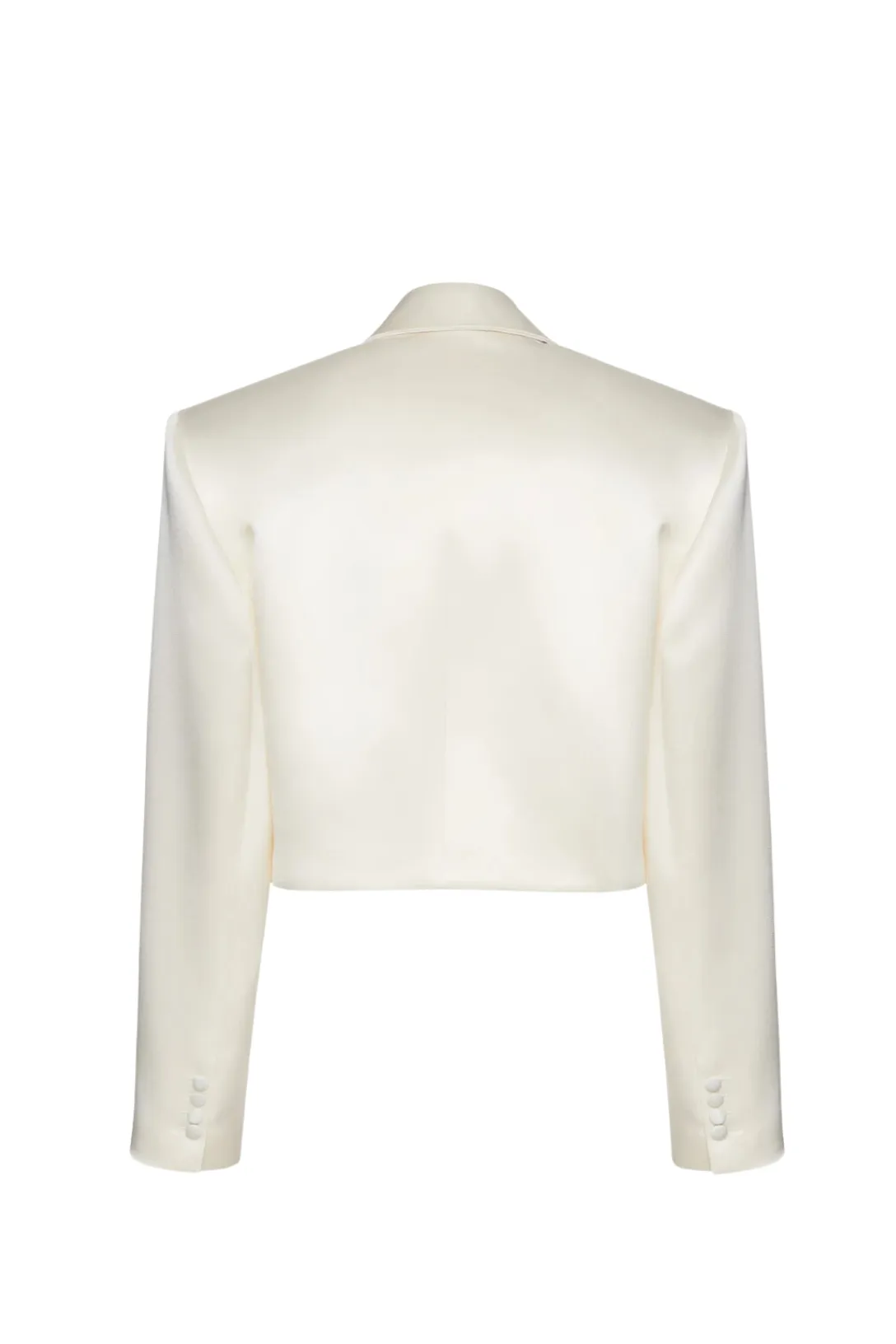 Cropped Silk Blend Blazer | Cream