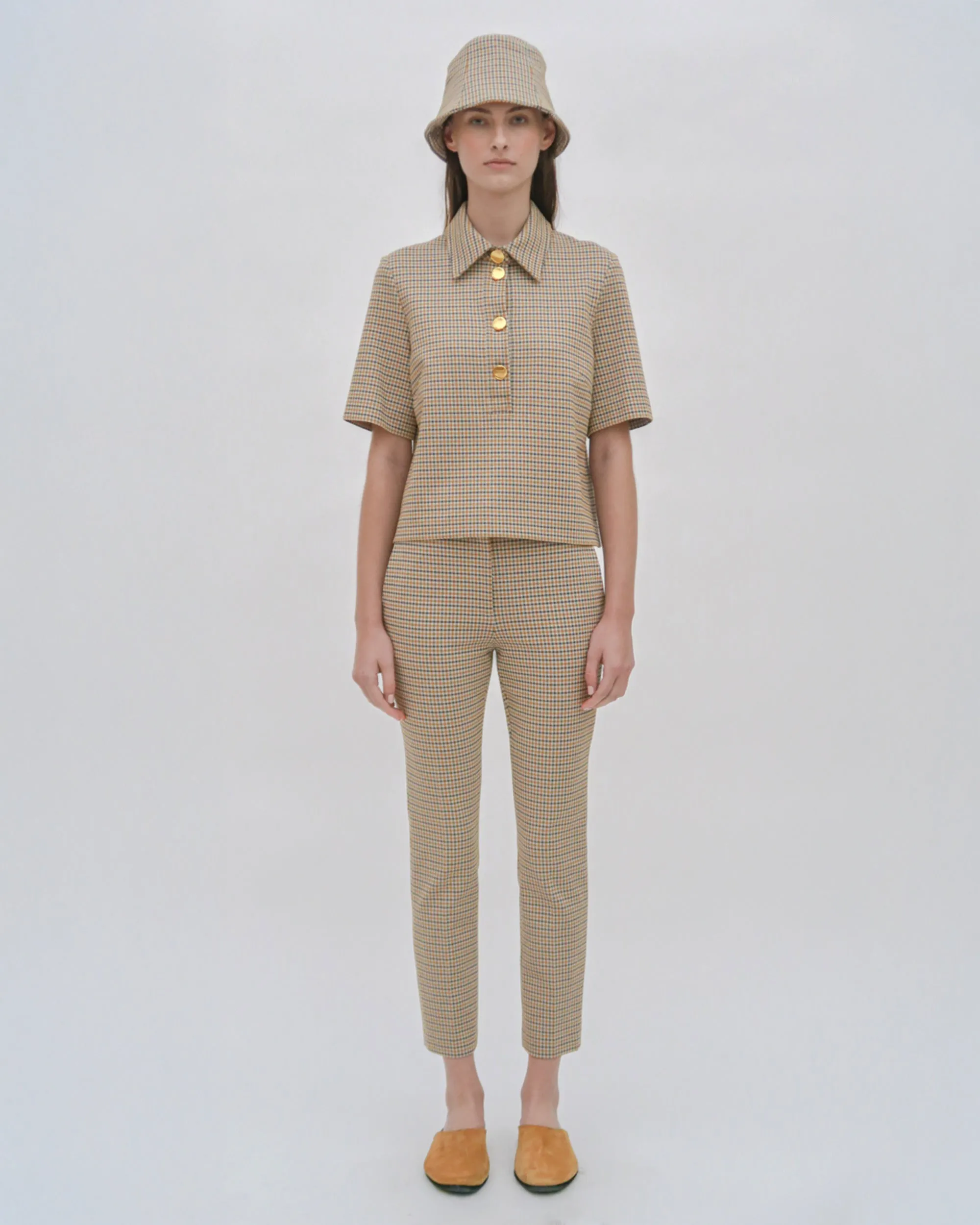 CROPPED SKINNY PANT - HOUNDSTOOTH PLAID