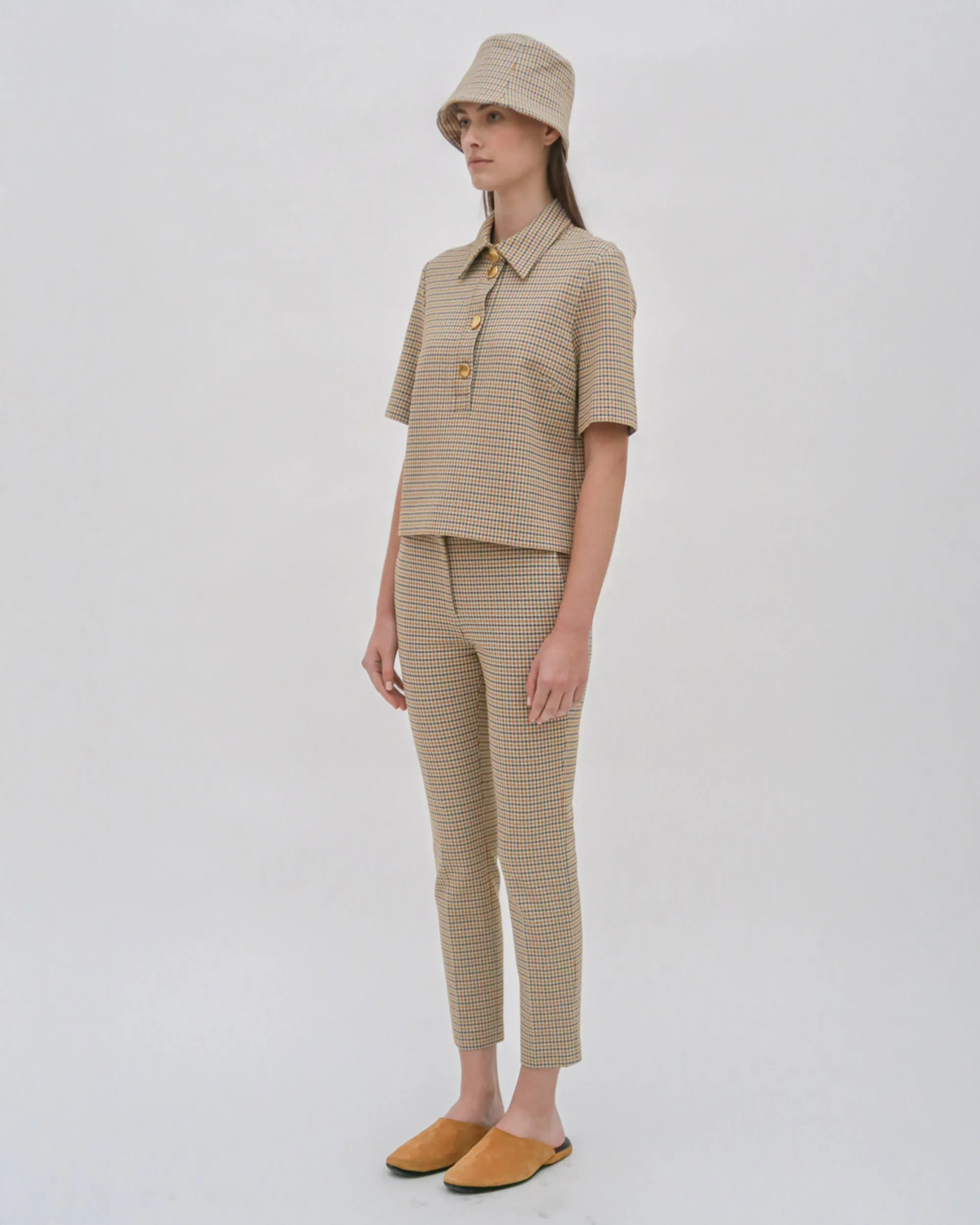 CROPPED SKINNY PANT - HOUNDSTOOTH PLAID
