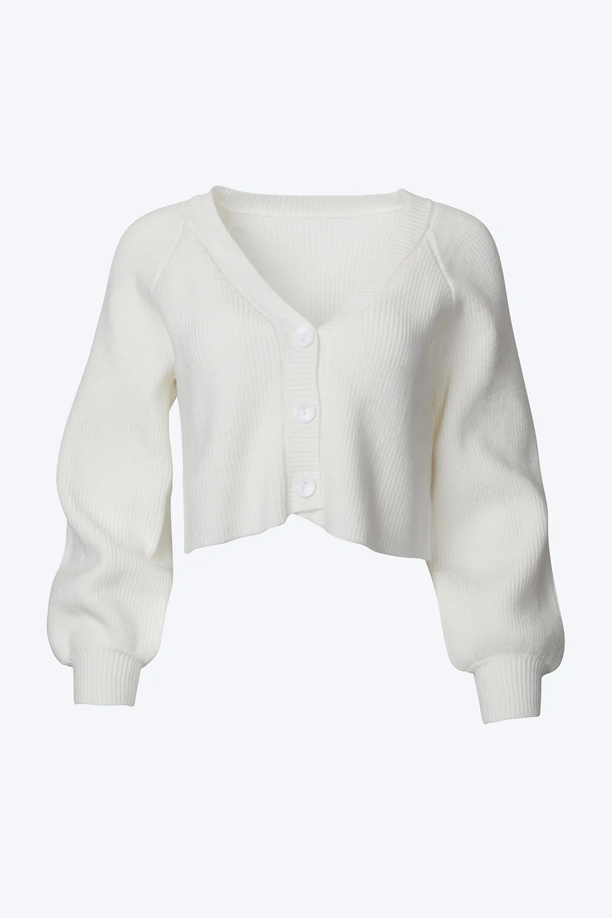 CROPPED SLOUCHY RIBBED-KNIT CARDIGAN