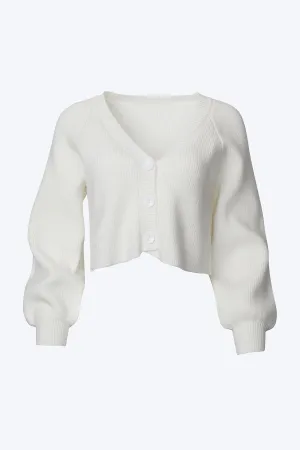 CROPPED SLOUCHY RIBBED-KNIT CARDIGAN