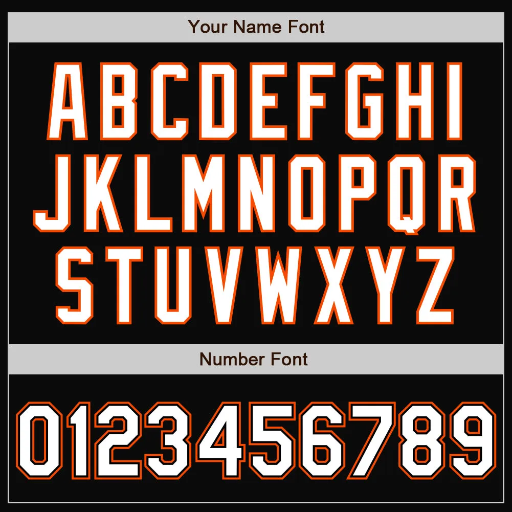 Custom Black White-Orange Bomber Full-Snap Varsity Letterman Two Tone Jacket