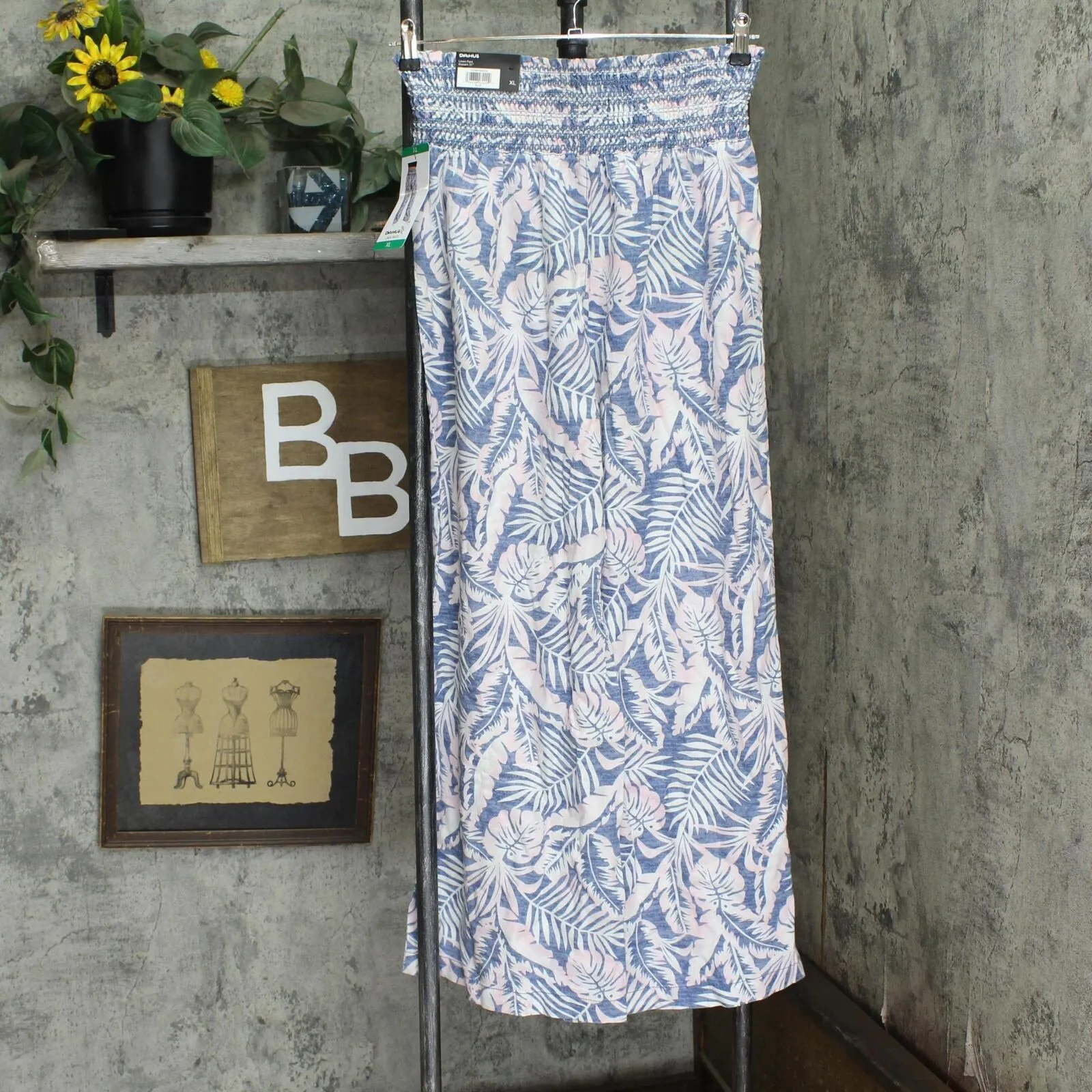 Dahui Womens High Waist Elastic Linen Pants 1002079